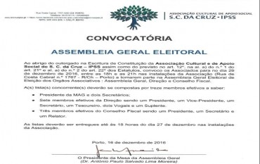 Convocatória para Assembleia Geral Eleitoral